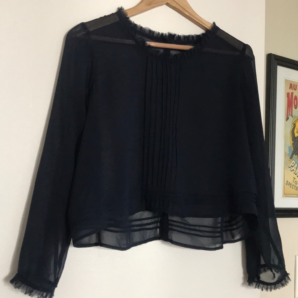 Navy sheer blouse